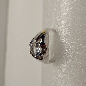 18KT HGE  Large CZ size 10.5 Silvertone Coctail Ring